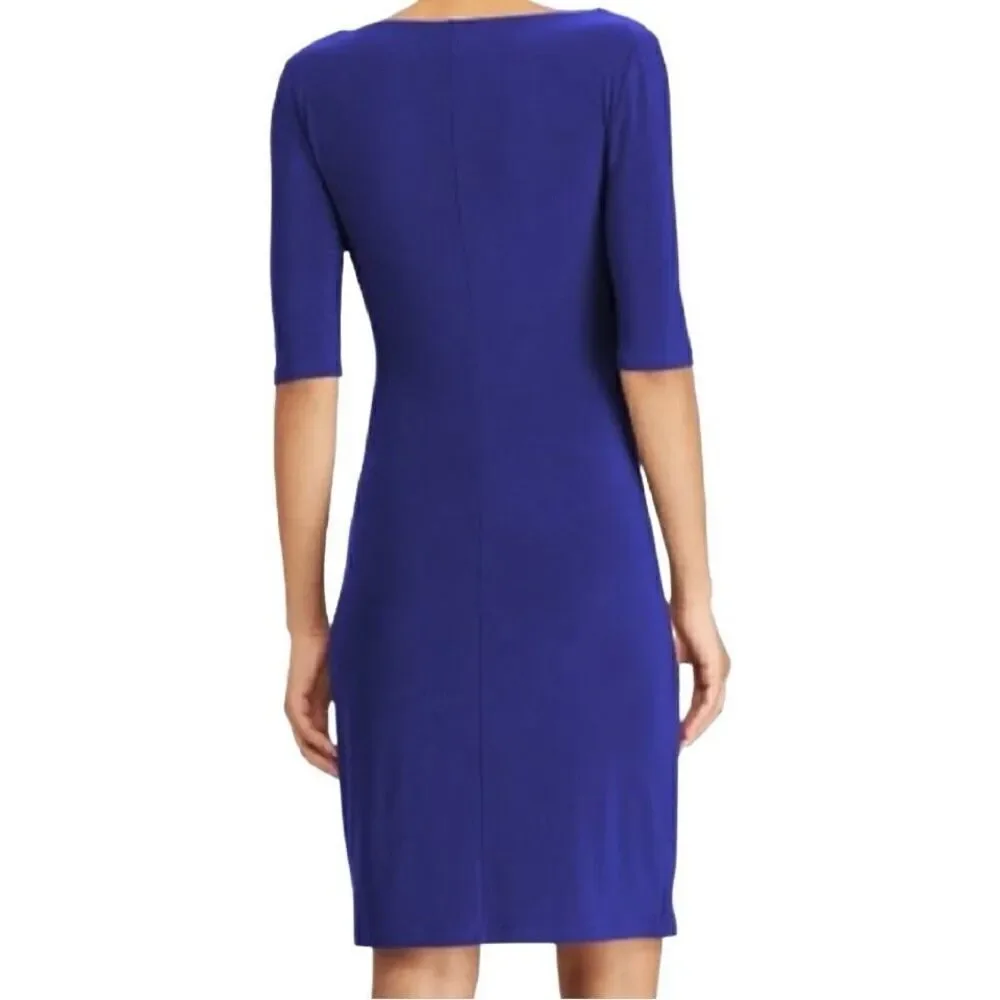 Ralph Lauren Sapphire Blue Cowl Neck‎ Sheath Dress Blue Size 10 - Picture 2 of 9